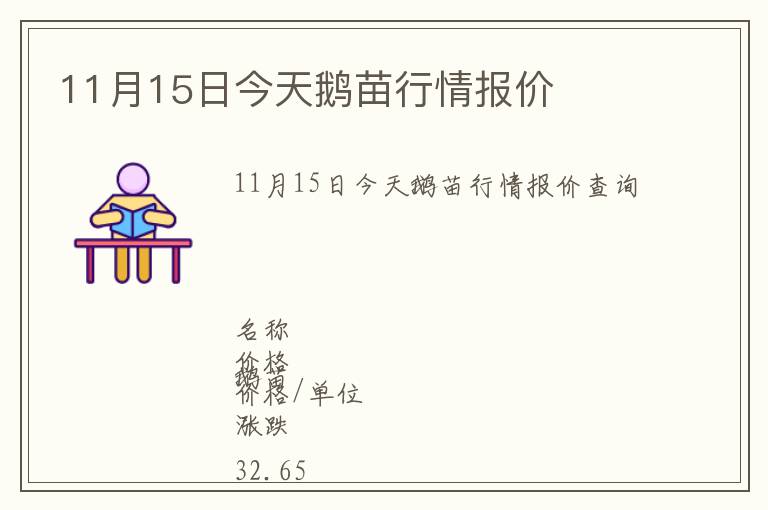 11月15日今天鵝苗行情報價