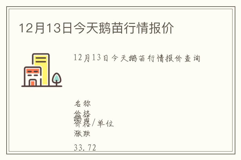 12月13日今天鵝苗行情報價