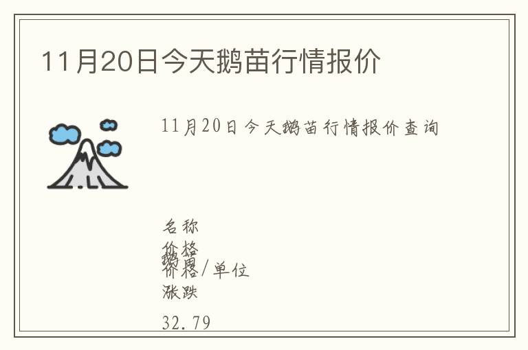 11月20日今天鵝苗行情報價