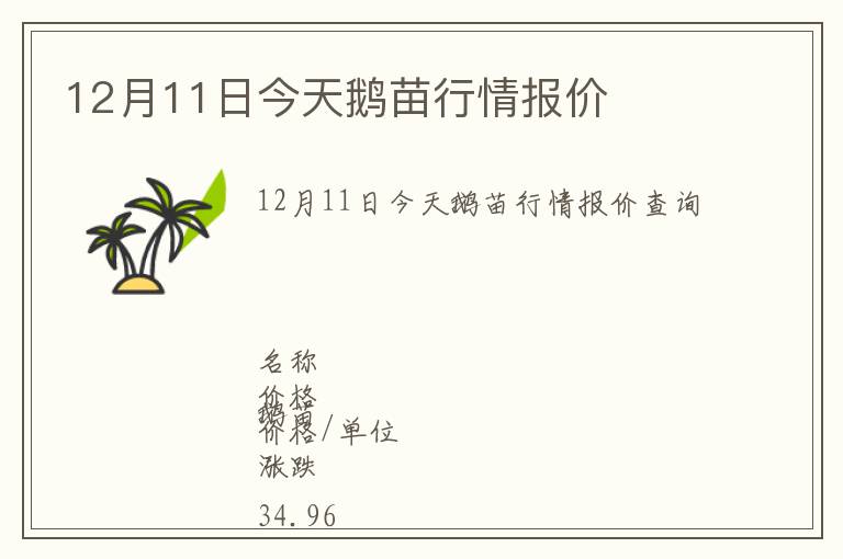 12月11日今天鵝苗行情報價