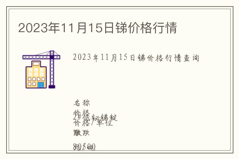 2023年11月15日銻價格行情