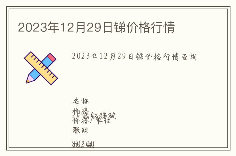 2023年12月29日銻價格行情