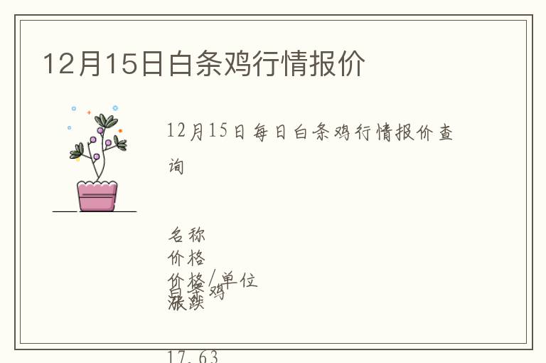 12月15日白條雞行情報價