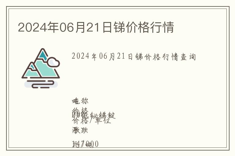 2024年06月21日銻價(jià)格行情