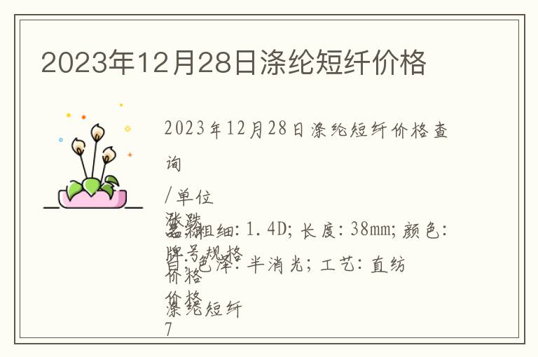 2023年12月28日滌綸短纖價格