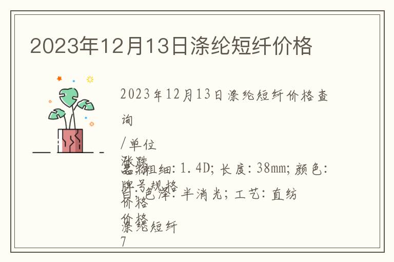 2023年12月13日滌綸短纖價格