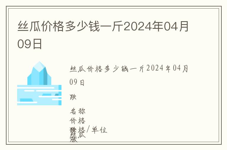 絲瓜價格多少錢一斤2024年04月09日