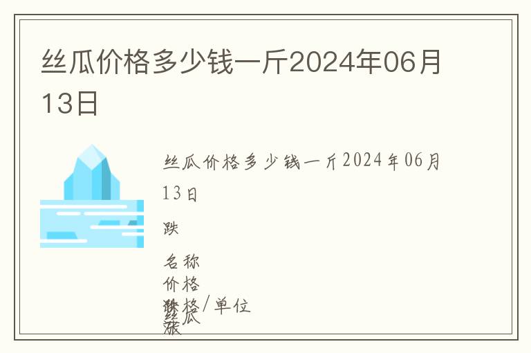 絲瓜價格多少錢一斤2024年06月13日