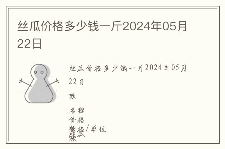 絲瓜價(jià)格多少錢一斤2024年05月22日