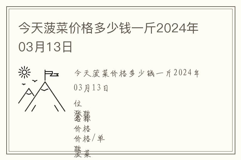 今天菠菜價格多少錢一斤2024年03月13日