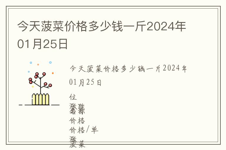 今天菠菜價格多少錢一斤2024年01月25日