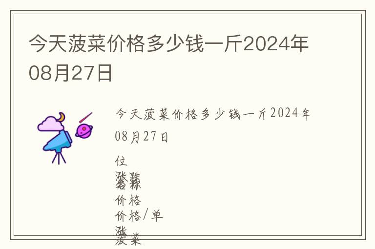 今天菠菜價格多少錢一斤2024年08月27日