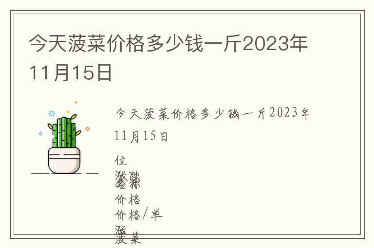 今天菠菜價格多少錢一斤2023年11月15日