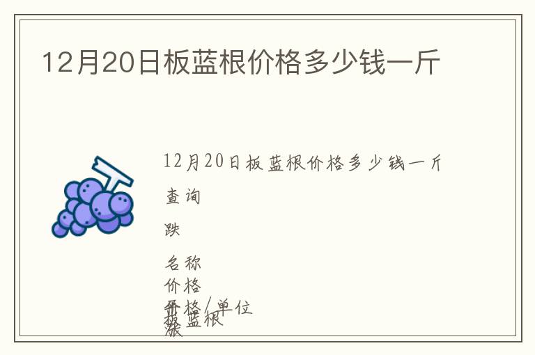 12月20日板藍(lán)根價(jià)格多少錢一斤