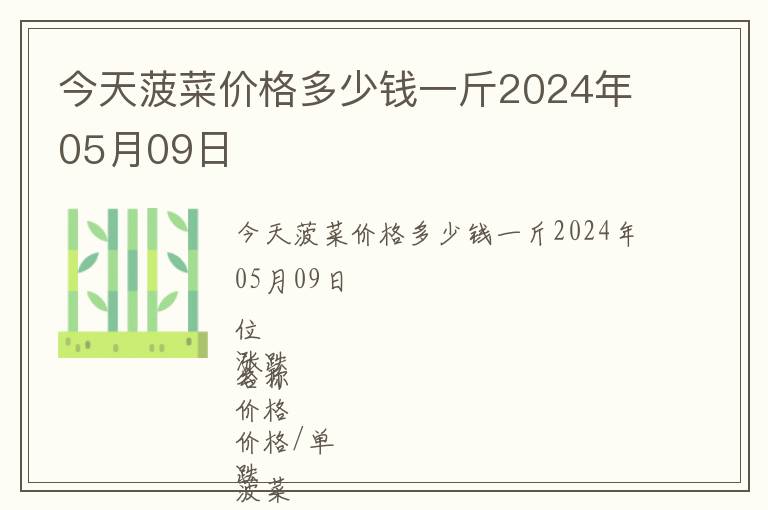 今天菠菜價格多少錢一斤2024年05月09日