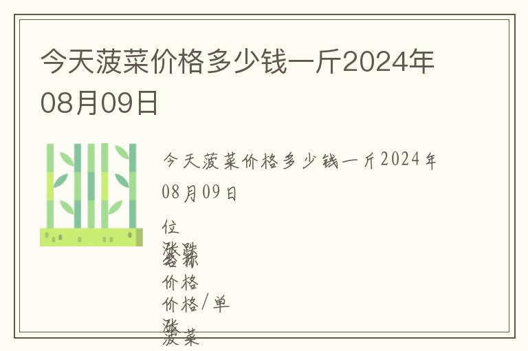 今天菠菜價格多少錢一斤2024年08月09日