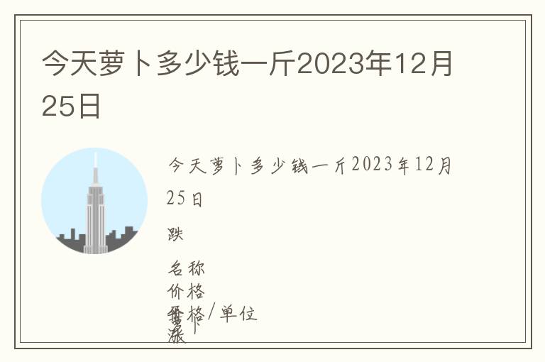 今天蘿卜多少錢一斤2023年12月25日