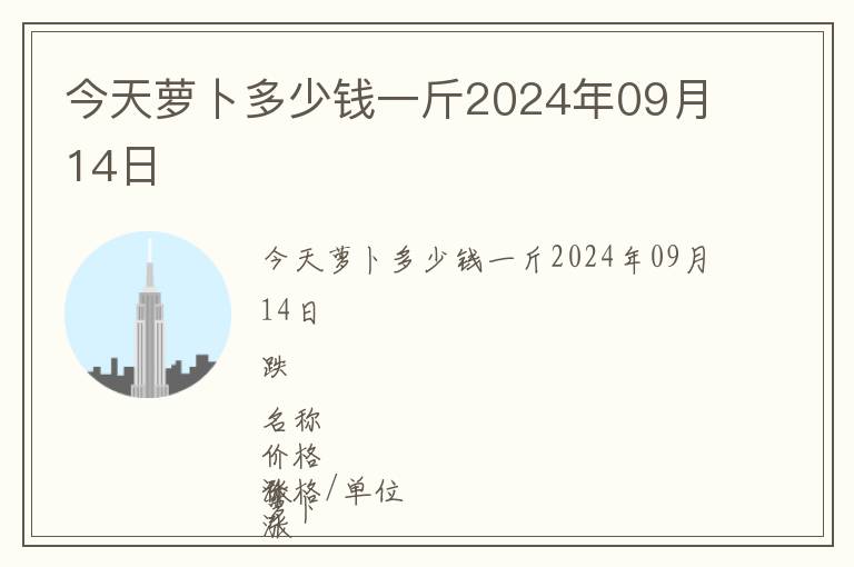 今天蘿卜多少錢一斤2024年09月14日