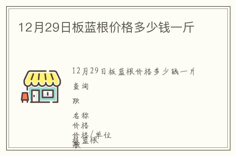 12月29日板藍根價格多少錢一斤