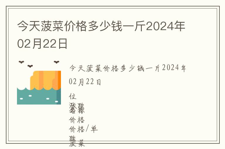 今天菠菜價格多少錢一斤2024年02月22日