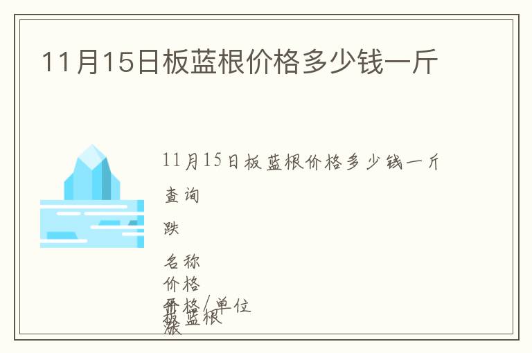 11月15日板藍根價格多少錢一斤