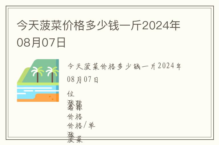 今天菠菜價格多少錢一斤2024年08月07日