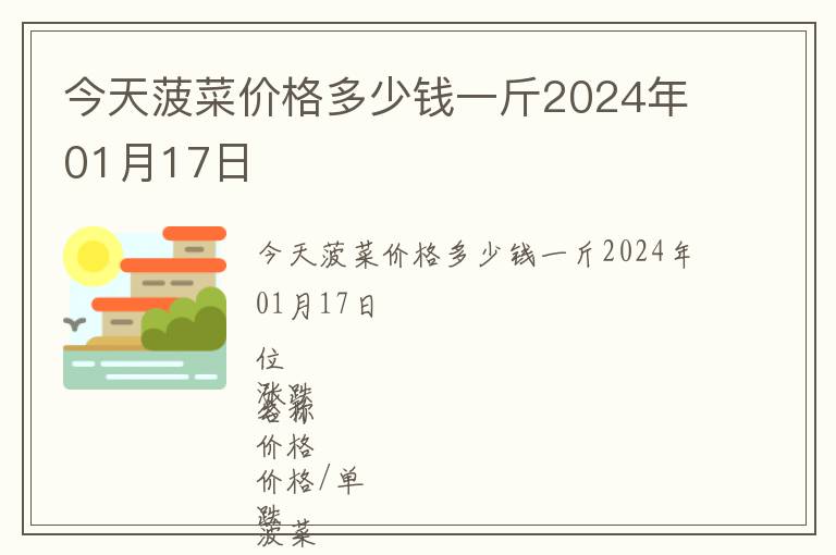 今天菠菜價格多少錢一斤2024年01月17日