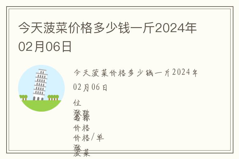 今天菠菜價格多少錢一斤2024年02月06日