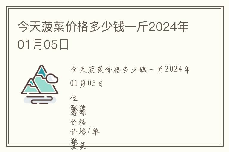 今天菠菜價格多少錢一斤2024年01月05日