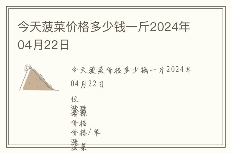 今天菠菜價格多少錢一斤2024年04月22日