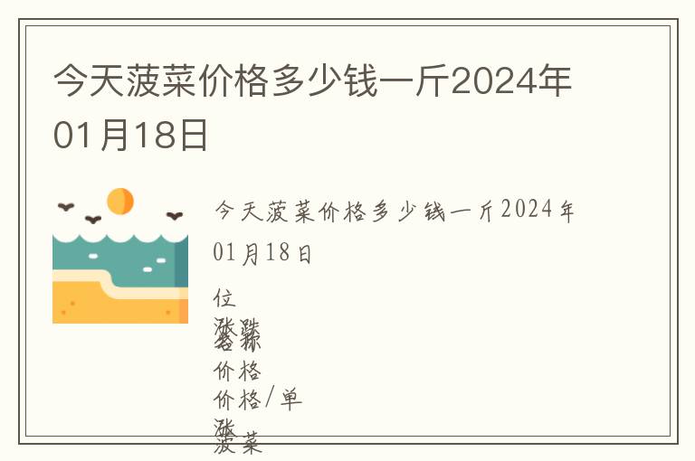 今天菠菜價(jià)格多少錢一斤2024年01月18日