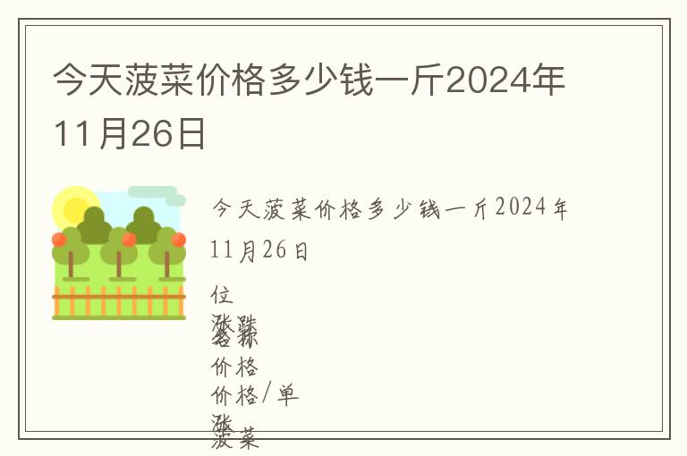 今天菠菜價(jià)格多少錢一斤2024年11月26日