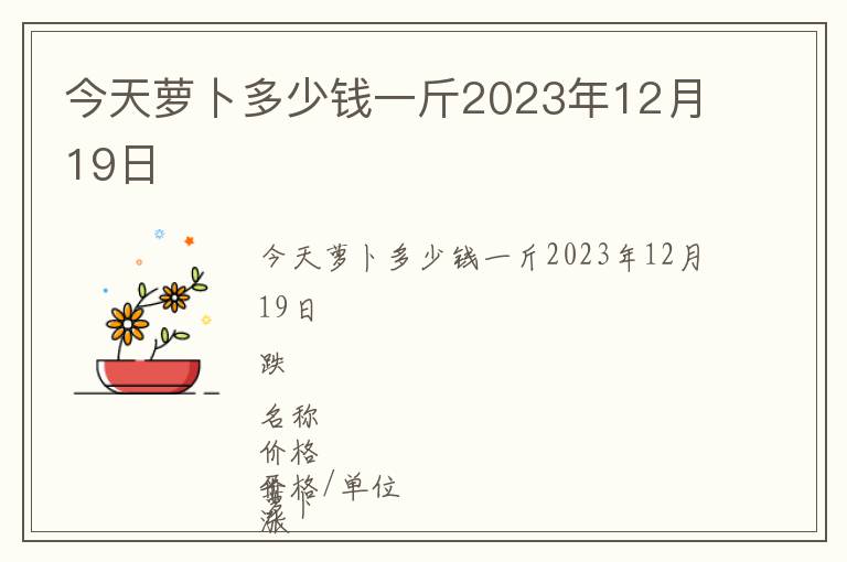 今天蘿卜多少錢一斤2023年12月19日