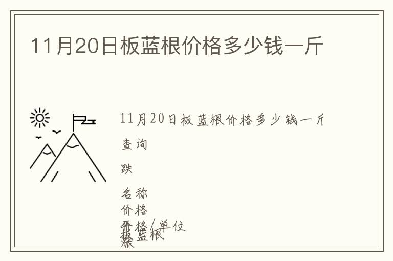 11月20日板藍(lán)根價(jià)格多少錢一斤