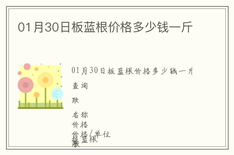 01月30日板藍根價格多少錢一斤