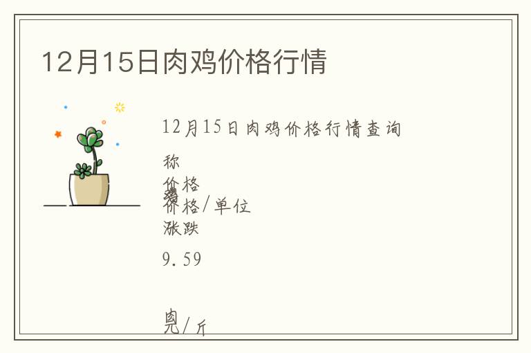 12月15日肉雞價(jià)格行情