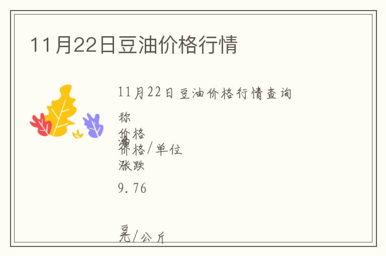 11月22日豆油價格行情