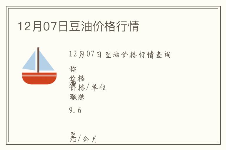 12月07日豆油價格行情