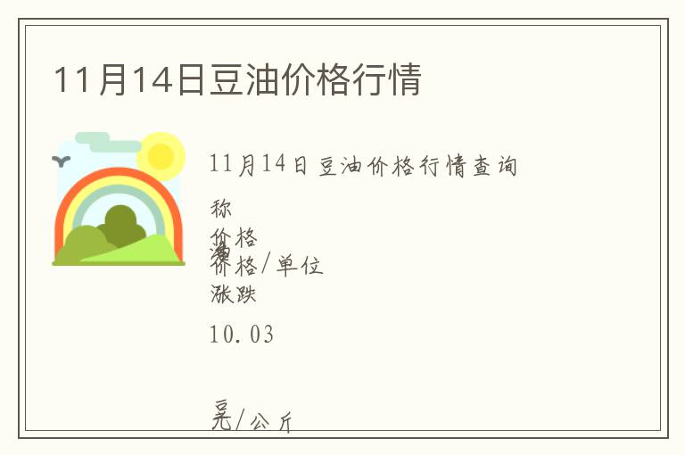 11月14日豆油價格行情