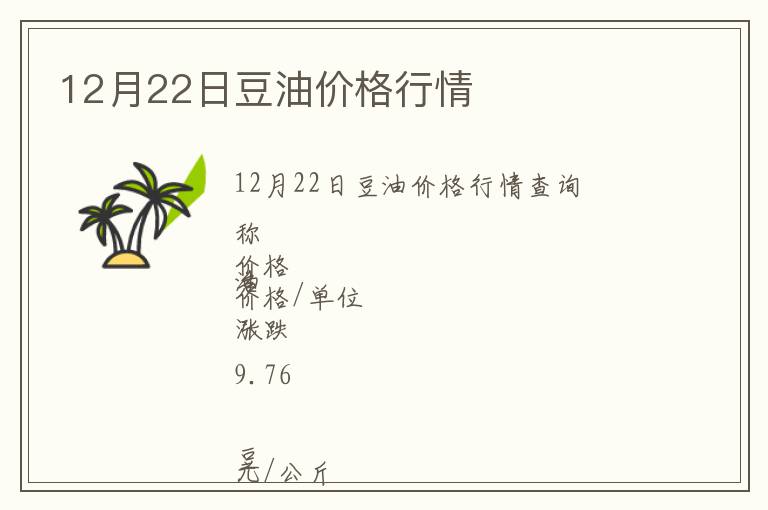 12月22日豆油價格行情