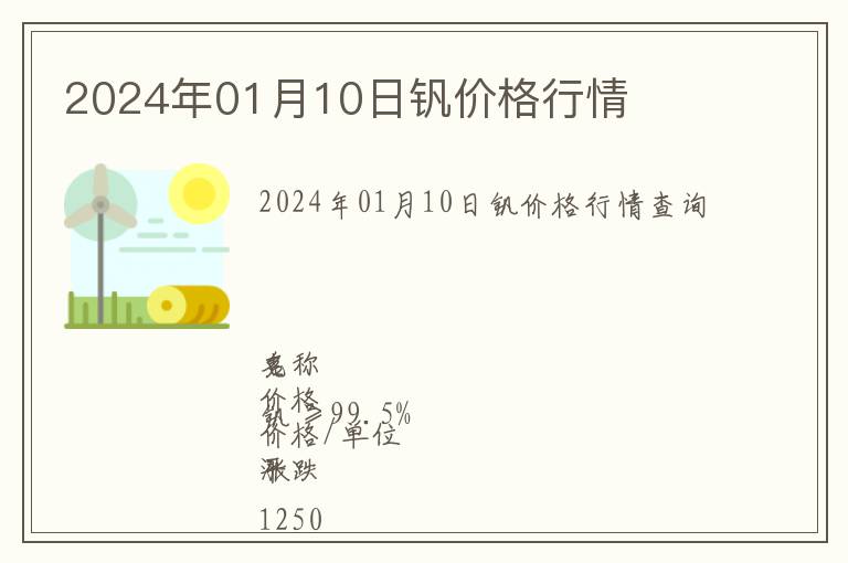 2024年01月10日釩價(jià)格行情