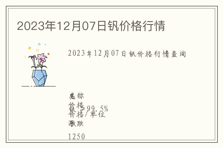 2023年12月07日釩價(jià)格行情