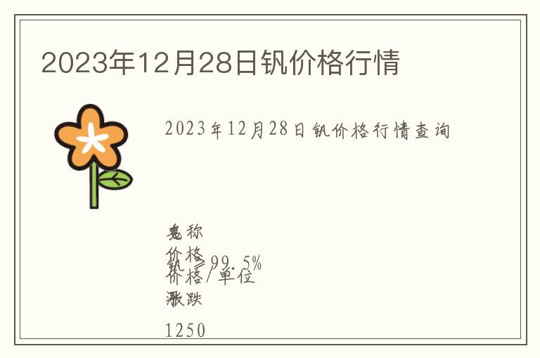 2023年12月28日釩價(jià)格行情