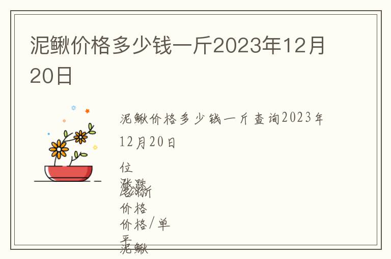 泥鰍價格多少錢一斤2023年12月20日