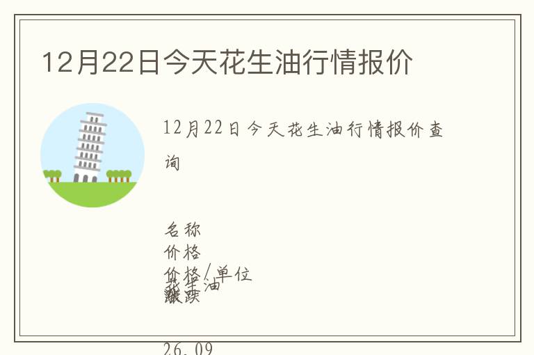 12月22日今天花生油行情報價