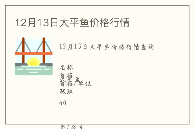 12月13日大平魚價格行情