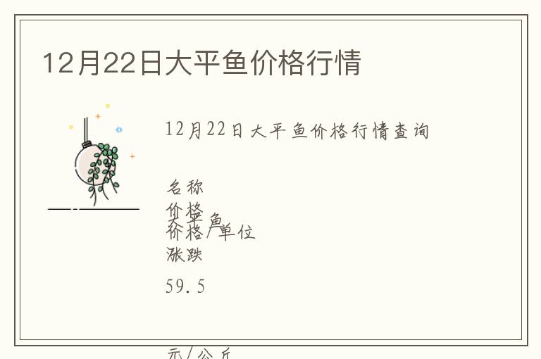 12月22日大平魚價(jià)格行情