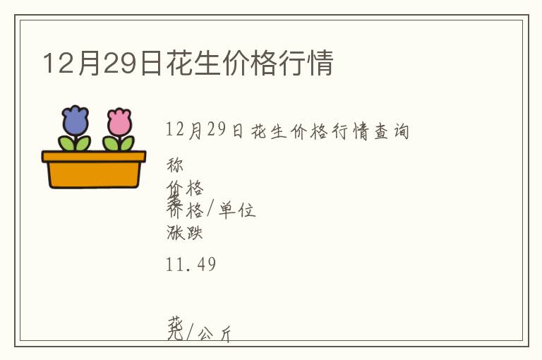 12月29日花生價格行情