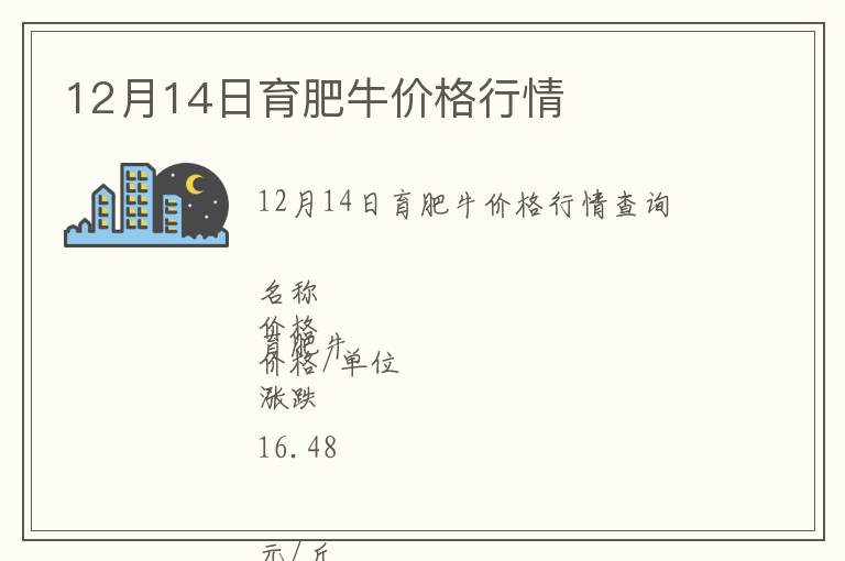 12月14日育肥牛價格行情