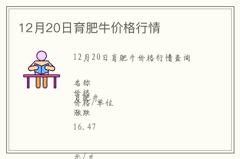 12月20日育肥牛價(jià)格行情